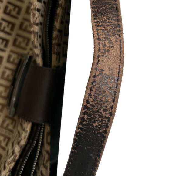 Fendi Hobo Baguette Brown & Beige Zucchino Canvas Gunmetal Hardware - Picture 4 of 8